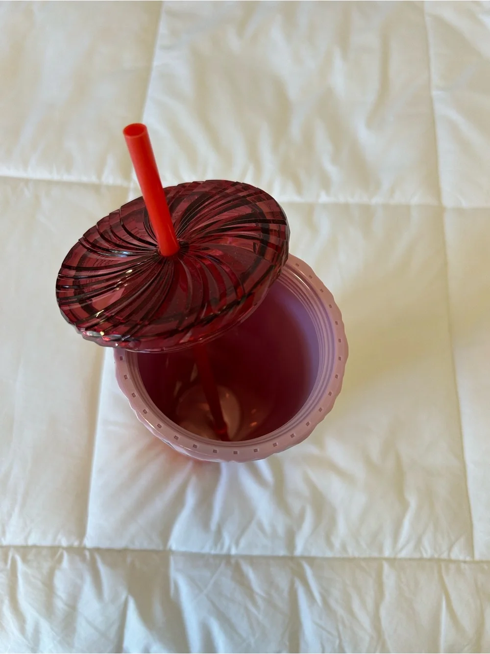Starbucks Iridescent Purple-to-Red Swirl Tumbler with Red Straw